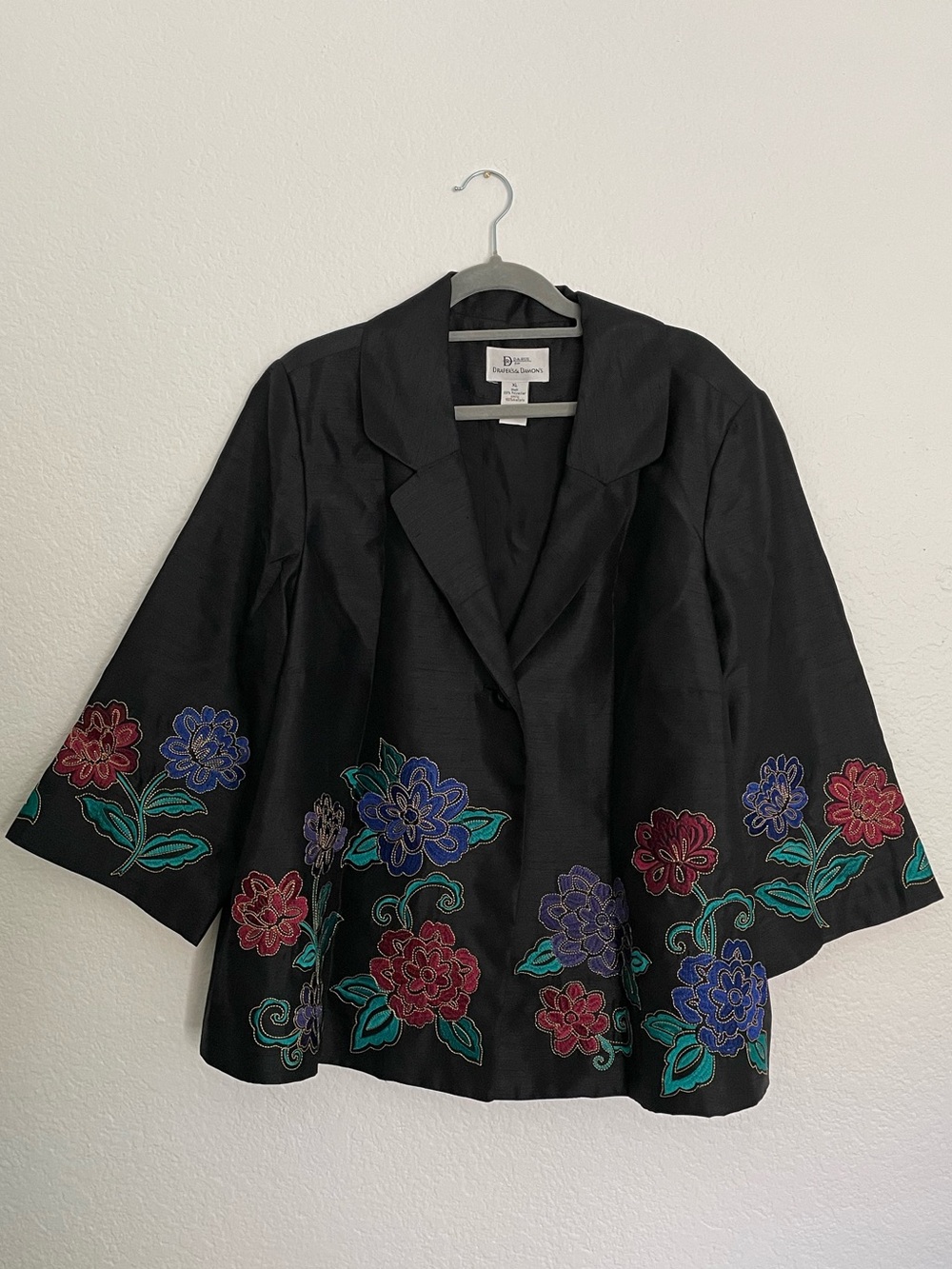 Vintage Da-Rue Draper’s & Damon’s XL Floral Embroidered Jacket Art to Wear